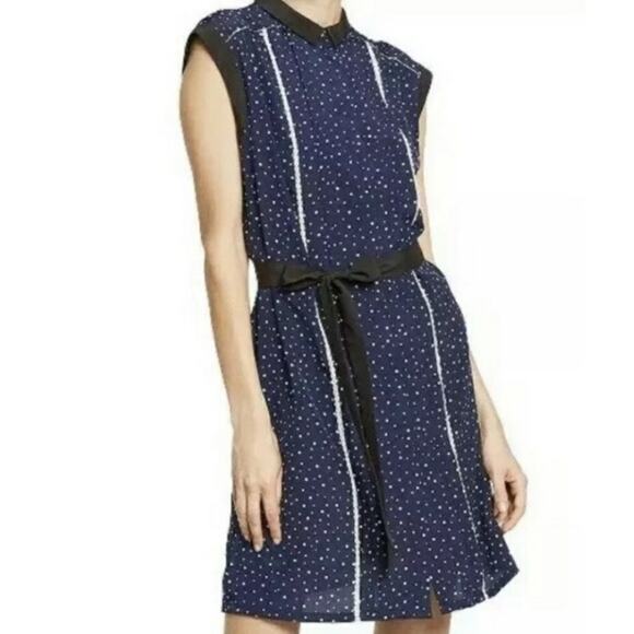 Jason Wu for Target Sleeveless Belted Buttondown Dress Navy White Polka Dots L - Picture 1 of 7